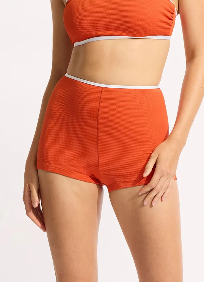 Seafolly Beach Bound Boyleg Bikini Bottom 8211 Tamarillo Women More Coverage