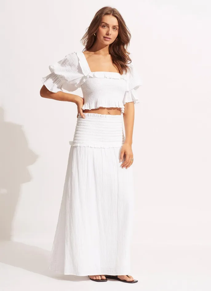 Seafolly Caspian Strapless DressSkirt 8211 White Women Beach Dresses
