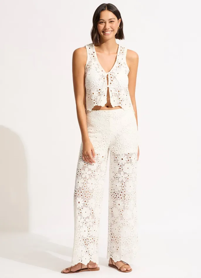 Seafolly Crochet Pant 8211 White Women Pants and Shorts