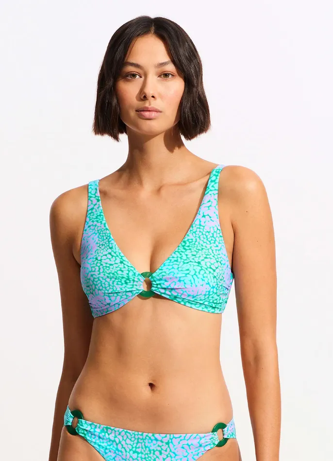 Seafolly Sea Skin Longline Triangle Bikini Top 8211 Vivid Green Women Triangle