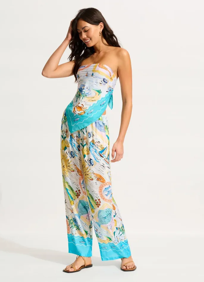Seafolly Wish You Were Here Pant 8211 Atoll Blue Women Pants and Shorts