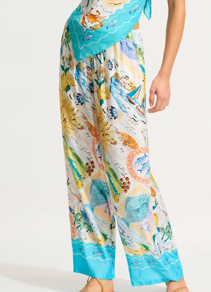 Seafolly Wish You Were Here Pant 8211 Atoll Blue Women Pants and Shorts
