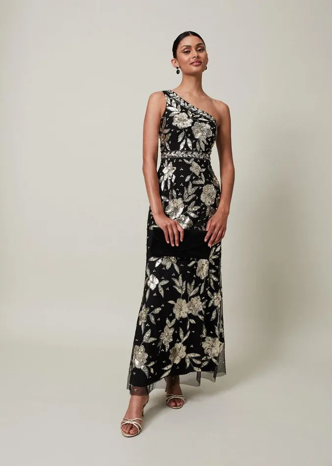 Serafina Embellished Maxi Dress Blackgold Women Phase Eight Dresses