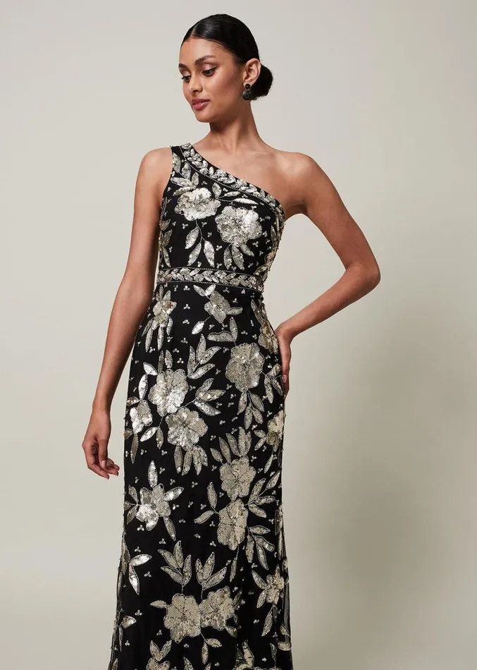 Serafina Embellished Maxi Dress Blackgold Women Phase Eight Dresses