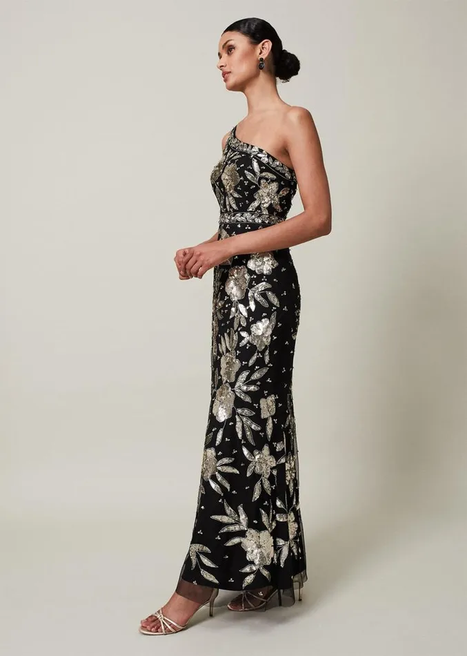 Serafina Embellished Maxi Dress Blackgold Women Phase Eight Dresses