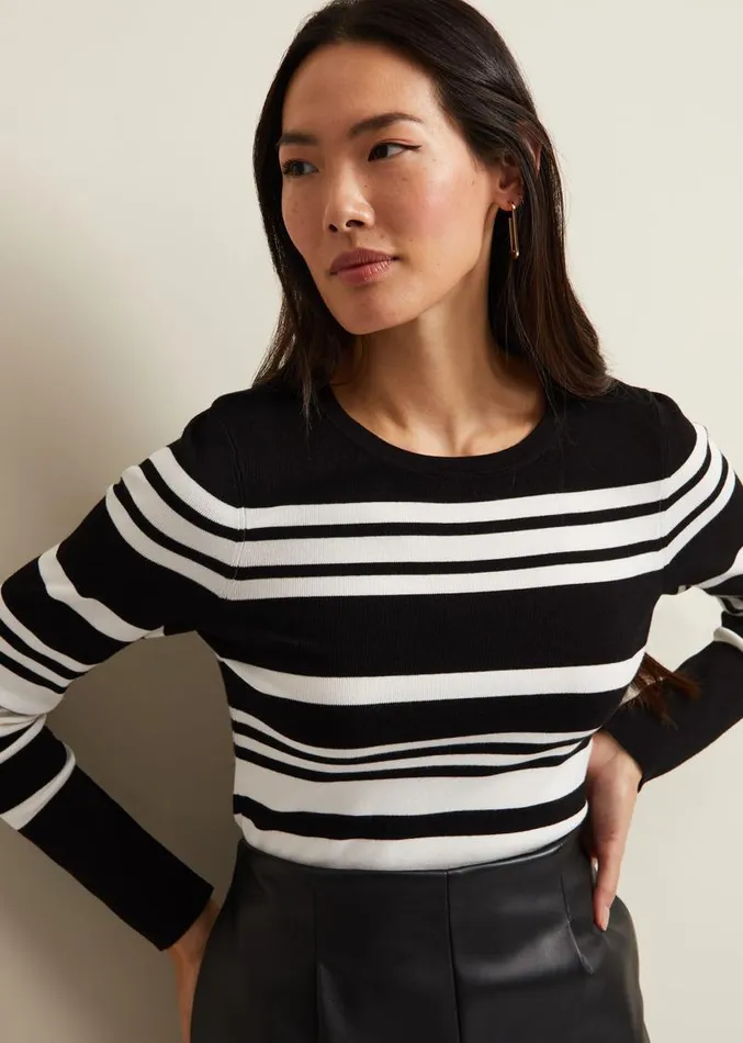 Serena Stripe Jumper Blackwhite Women Phase Eight Knitwear