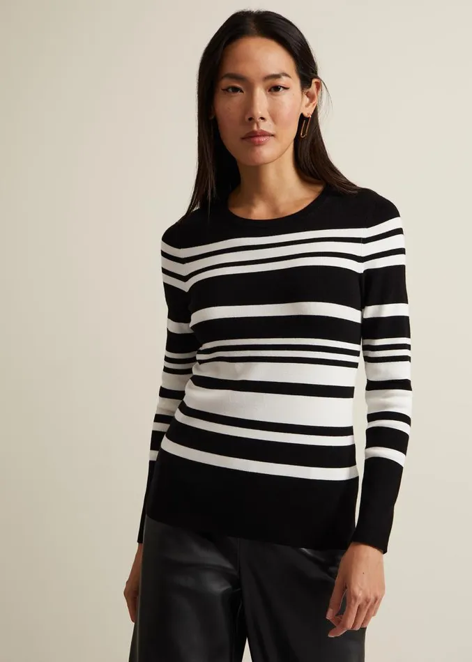 Serena Stripe Jumper Blackwhite Women Phase Eight Knitwear