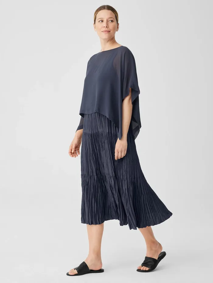 Sheer Silk Georgette Poncho Ocean Women Eileen Fisher Tops and Tees