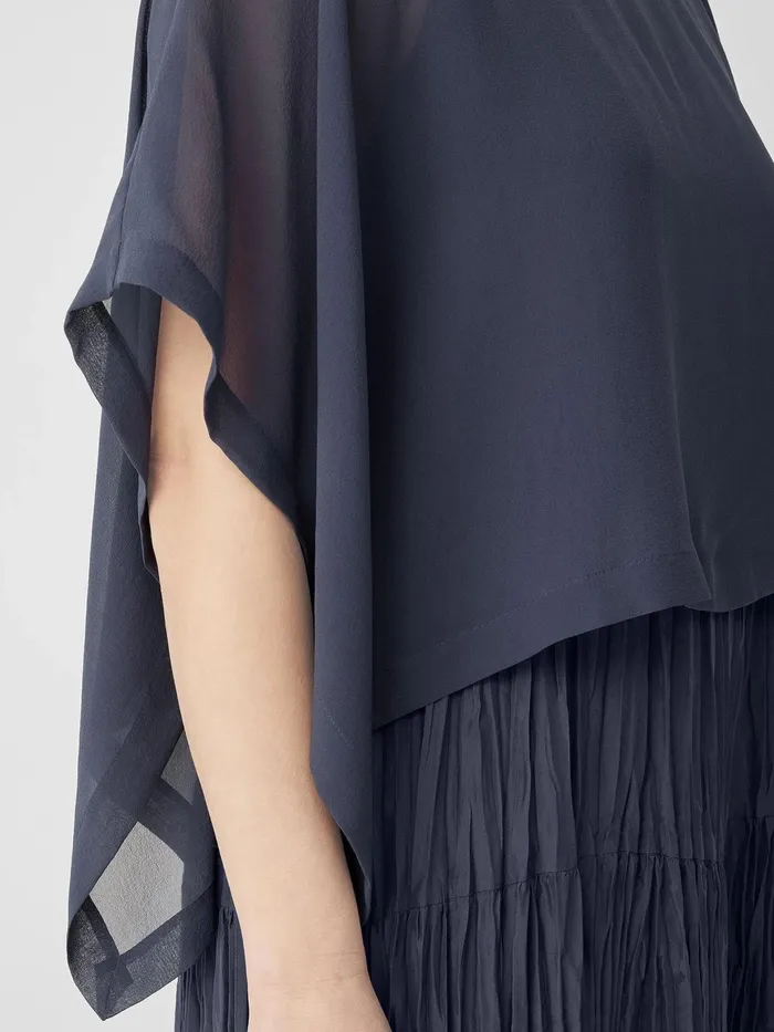 Sheer Silk Georgette Poncho Ocean Women Eileen Fisher Tops and Tees