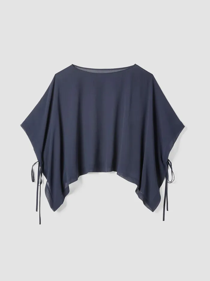 Sheer Silk Georgette Poncho Ocean Women Eileen Fisher Tops and Tees
