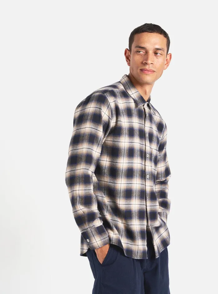 Shirts Men Universal Works Universal Works Square Pocket Shirt In Navy Wyoming Check