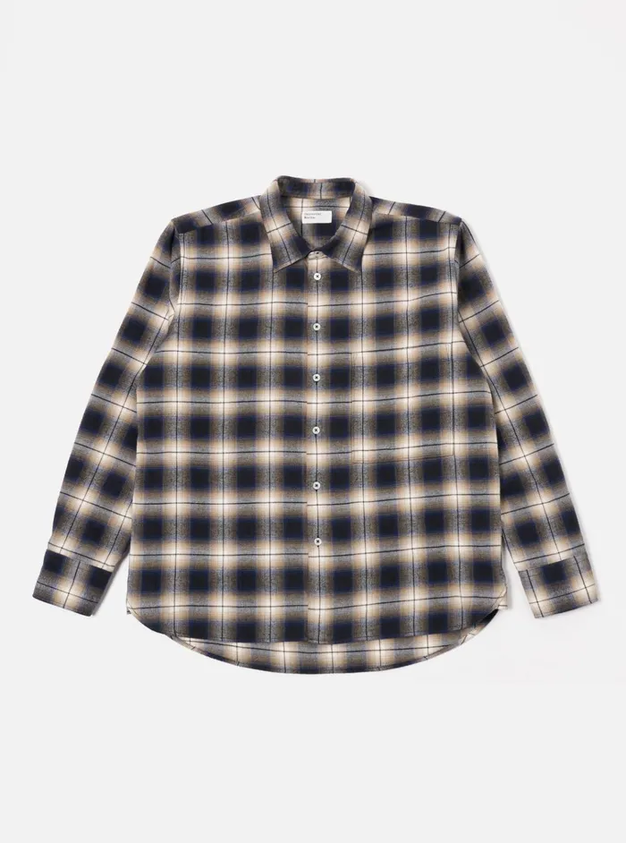 Shirts Men Universal Works Universal Works Square Pocket Shirt In Navy Wyoming Check