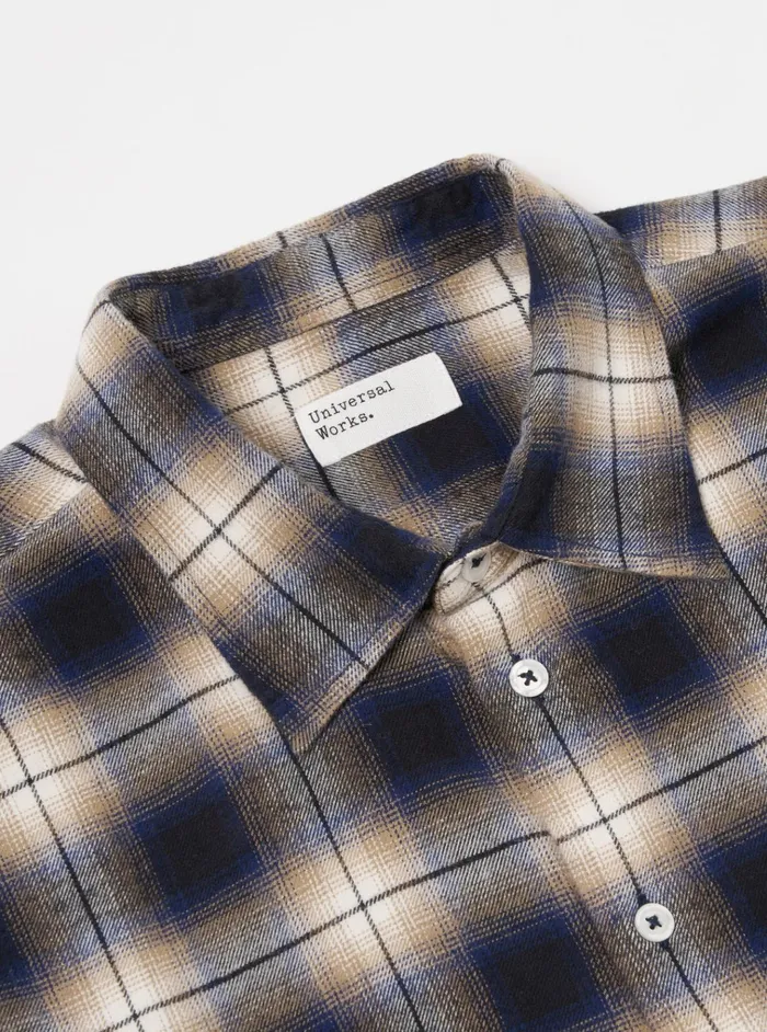 Shirts Men Universal Works Universal Works Square Pocket Shirt In Navy Wyoming Check
