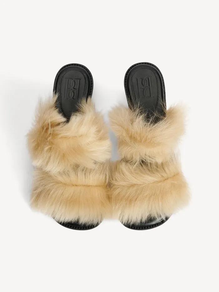 Shoes Women By Malene Birger Tianna Shearling Sandals Oyster Gray