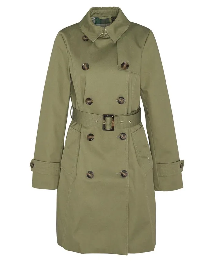 Short Greta Showerproof Trench Coat Burnt Oliveancient Poplar Women Barbour Showerproof Jackets