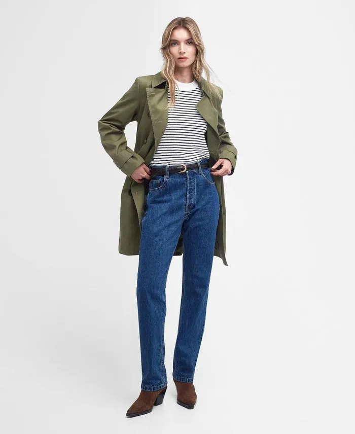 Short Greta Showerproof Trench Coat Burnt Oliveancient Poplar Women Barbour Showerproof Jackets