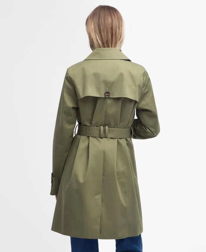 Short Greta Showerproof Trench Coat Burnt Oliveancient Poplar Women Barbour Showerproof Jackets