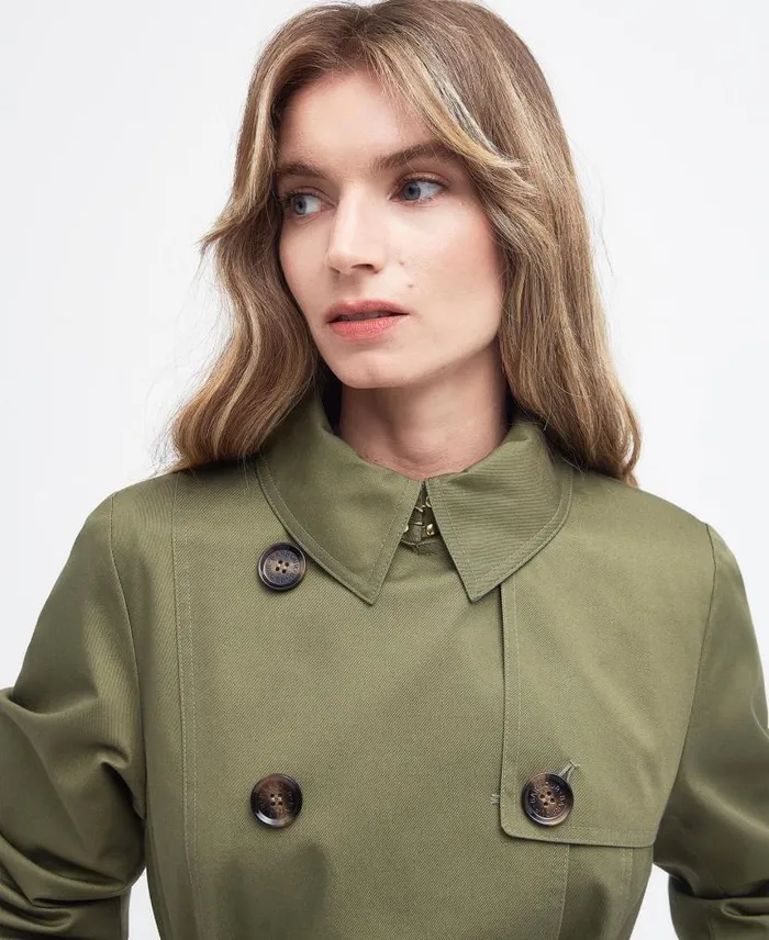 Short Greta Showerproof Trench Coat Burnt Oliveancient Poplar Women Barbour Showerproof Jackets