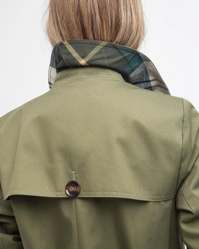 Short Greta Showerproof Trench Coat Burnt Oliveancient Poplar Women Barbour Showerproof Jackets
