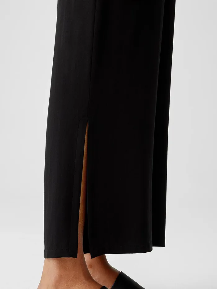 Silk Georgette Crepe Pant With Slits Black Women Eileen Fisher Pants Shorts and Jumpsuits
