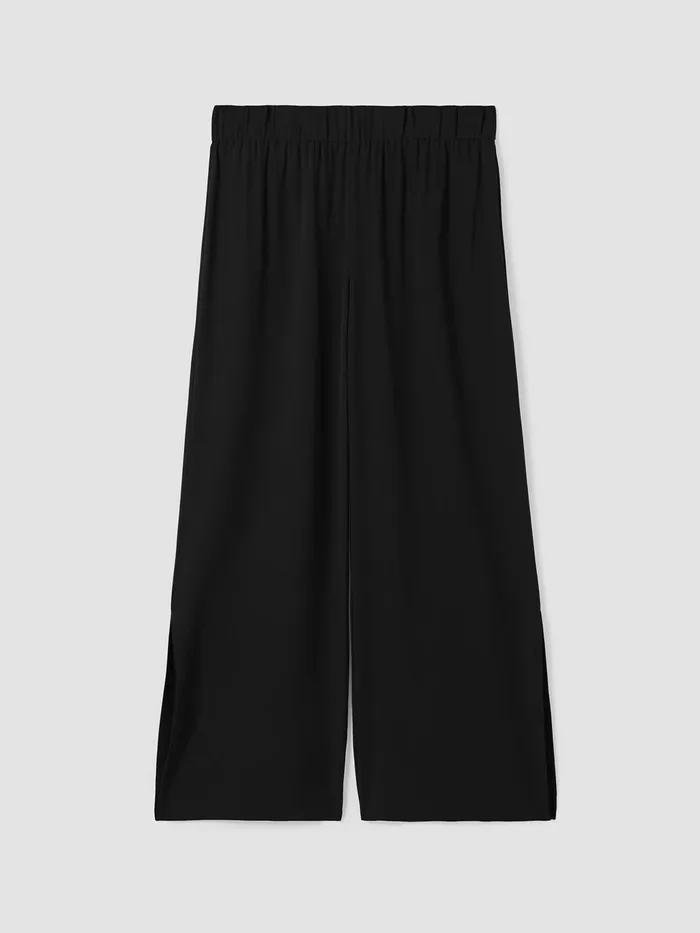 Silk Georgette Crepe Pant With Slits Black Women Eileen Fisher Pants Shorts and Jumpsuits