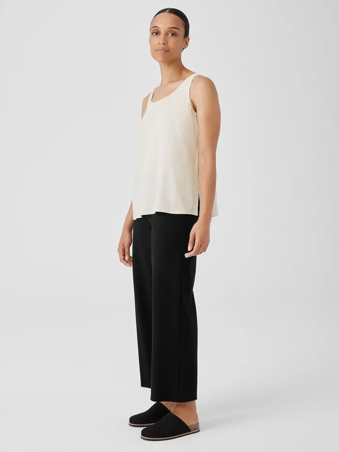 Silk Georgette Crepe Scoop Neck Tank Bone Women Eileen Fisher Petite