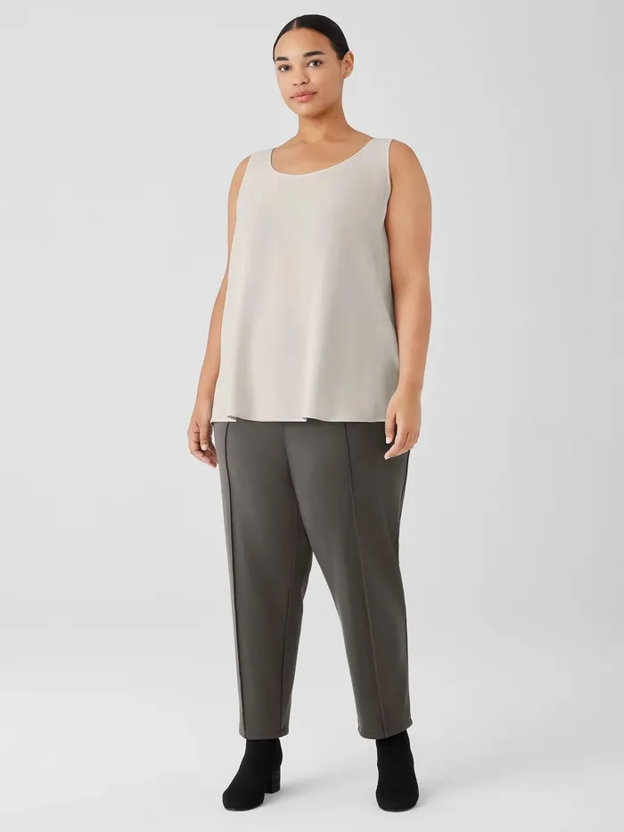 Silk Georgette Crepe Scoop Neck Tank Bone Women Eileen Fisher Petite