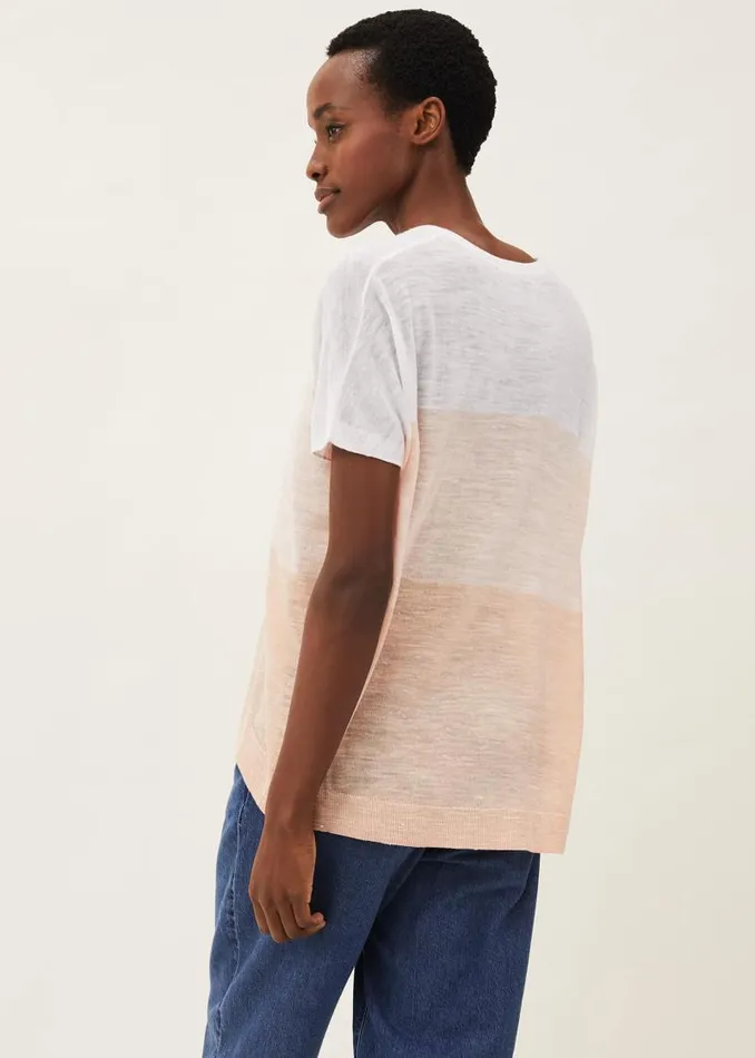 Simonea Colourblock Linen Top Whitemulti Women Phase Eight Knitwear