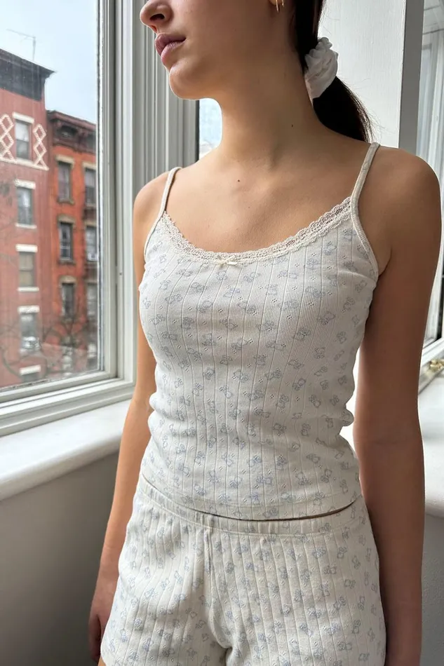 Skylar Teddy Bear Tank Ivory Women Brandy Melville Tops