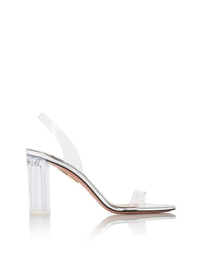So Nude Plexi Block Sandal 85 Silver Women Aquazzura Sandals So Nude Plexi Block Sandal 85 Silver Women Aquazzura Sandals