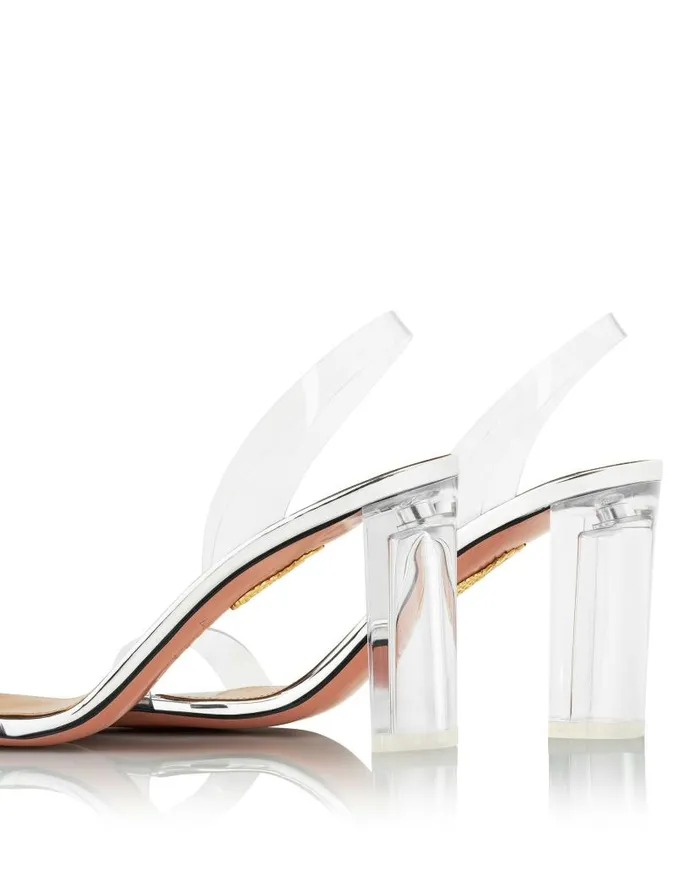 So Nude Plexi Block Sandal 85 Silver Women Aquazzura Sandals So Nude Plexi Block Sandal 85 Silver Women Aquazzura Sandals