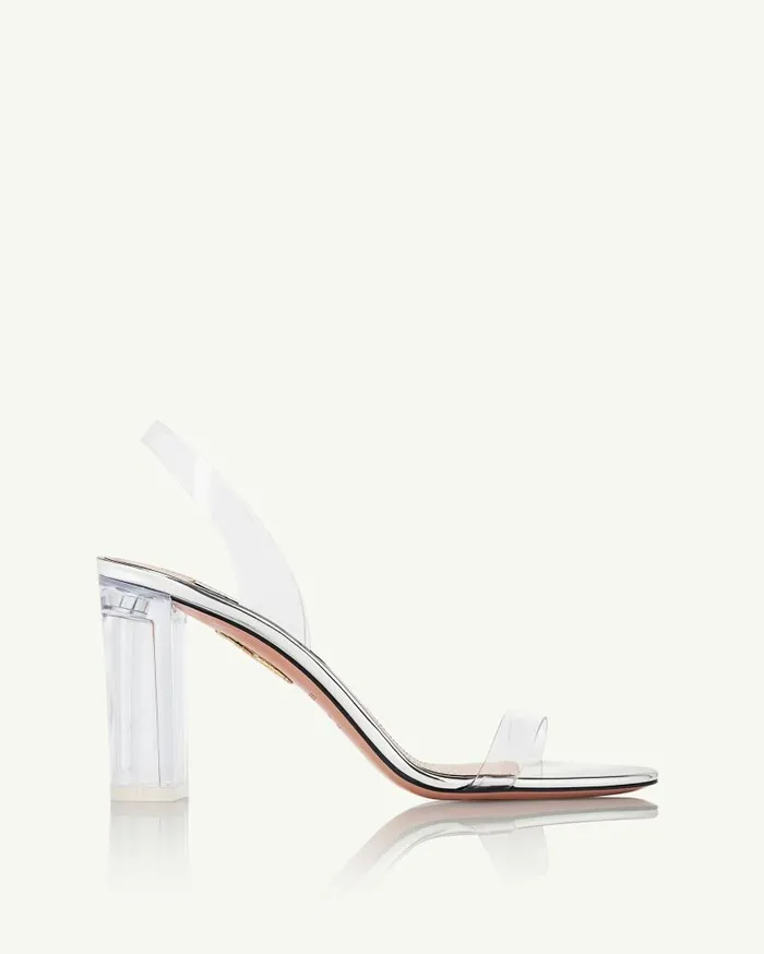So Nude Plexi Block Sandal 85 Silver Women Aquazzura Sandals So Nude Plexi Block Sandal 85 Silver Women Aquazzura Sandals