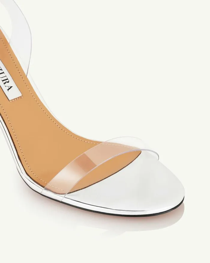 So Nude Plexi Block Sandal 85 Silver Women Aquazzura Sandals So Nude Plexi Block Sandal 85 Silver Women Aquazzura Sandals