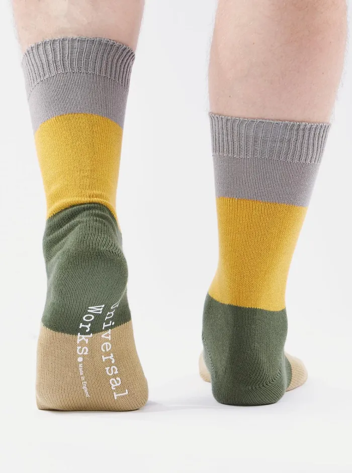 Socks Men Universal Works Universal Works Bold Stripe Sock In GreyGold Cotton