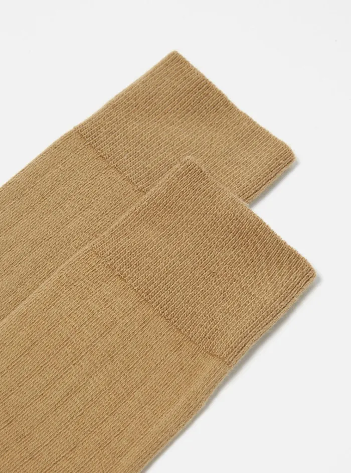 Socks Men Universal Works Universal Works Modal Sock In Cumin Rib Knit