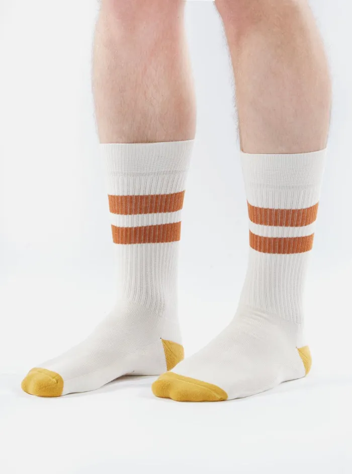 Socks Men Universal Works Universal Works Sport Sock In EcruOrange Cotton Rib Socks Men Universal Works Universal Works Sport Sock In EcruOrange Cotton Rib