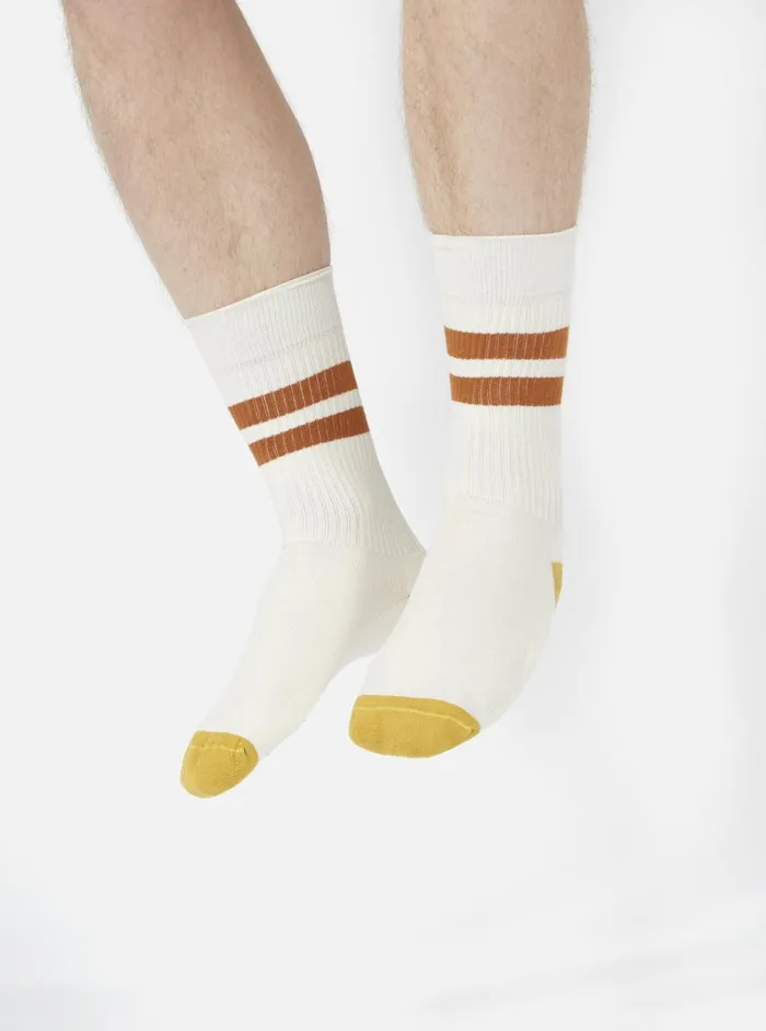 Socks Men Universal Works Universal Works Sport Sock In EcruOrange Cotton Rib Socks Men Universal Works Universal Works Sport Sock In EcruOrange Cotton Rib