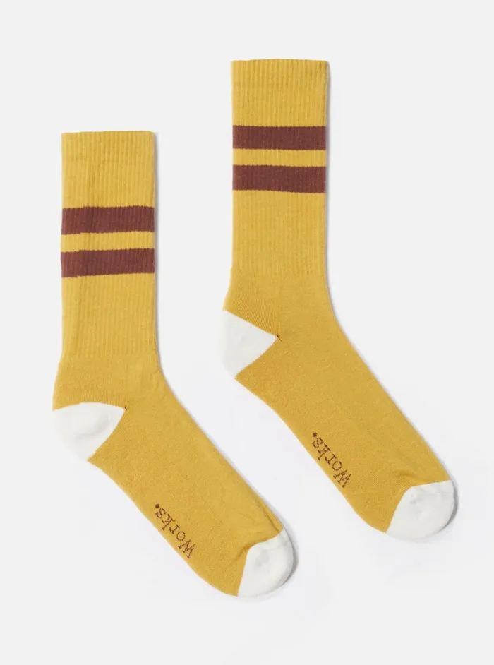 Socks Men Universal Works Universal Works Sport Sock In YellowRaisin Cotton Rib