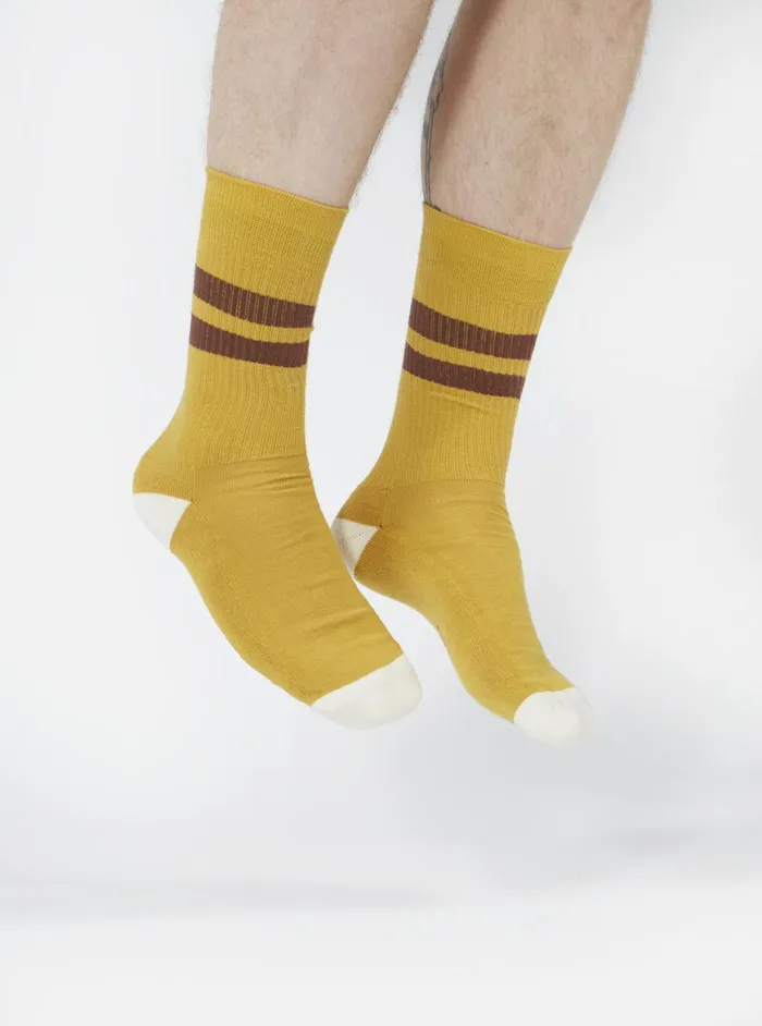 Socks Men Universal Works Universal Works Sport Sock In YellowRaisin Cotton Rib Socks Men Universal Works Universal Works Sport Sock In YellowRaisin Cotton Rib