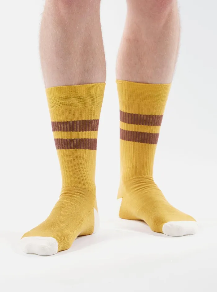 Socks Men Universal Works Universal Works Sport Sock In YellowRaisin Cotton Rib Socks Men Universal Works Universal Works Sport Sock In YellowRaisin Cotton Rib