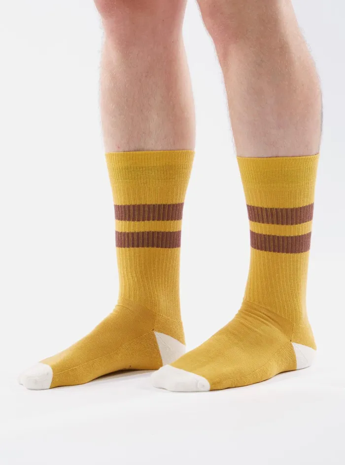 Socks Men Universal Works Universal Works Sport Sock In YellowRaisin Cotton Rib Socks Men Universal Works Universal Works Sport Sock In YellowRaisin Cotton Rib