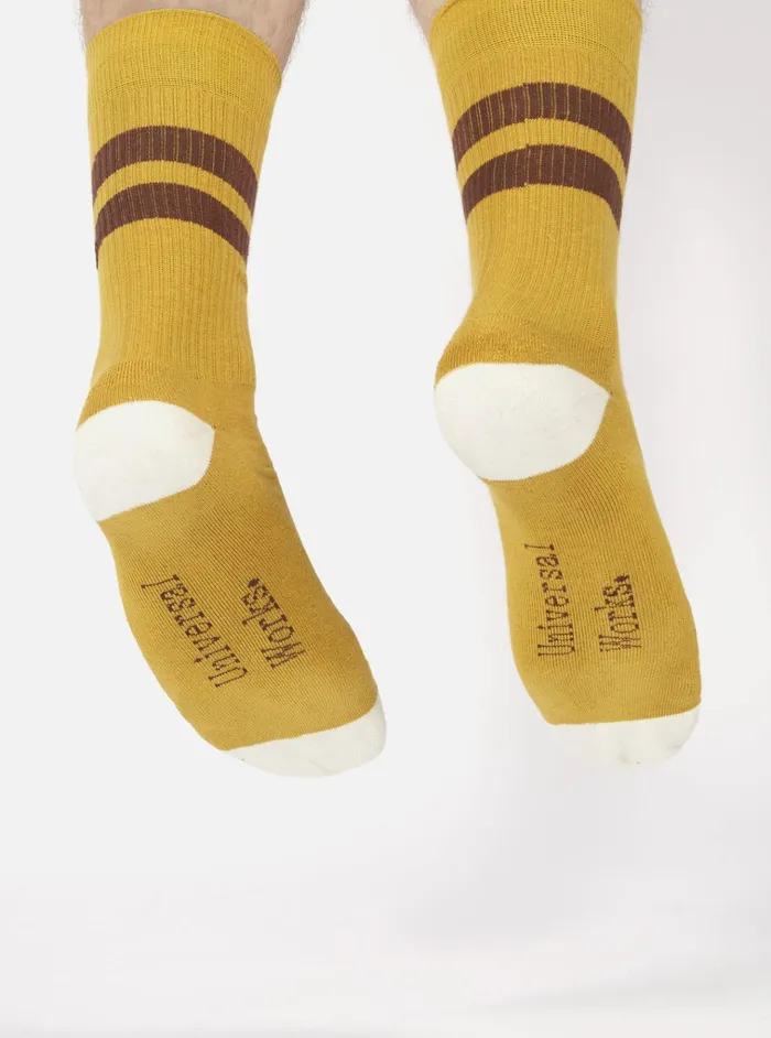 Socks Men Universal Works Universal Works Sport Sock In YellowRaisin Cotton Rib Socks Men Universal Works Universal Works Sport Sock In YellowRaisin Cotton Rib