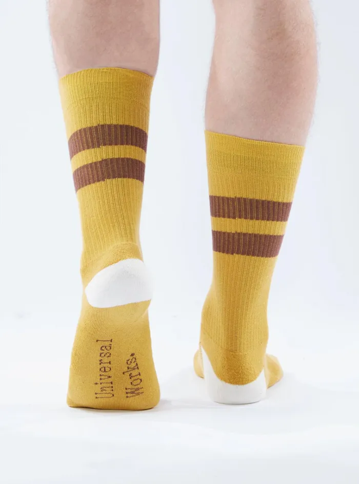 Socks Men Universal Works Universal Works Sport Sock In YellowRaisin Cotton Rib Socks Men Universal Works Universal Works Sport Sock In YellowRaisin Cotton Rib