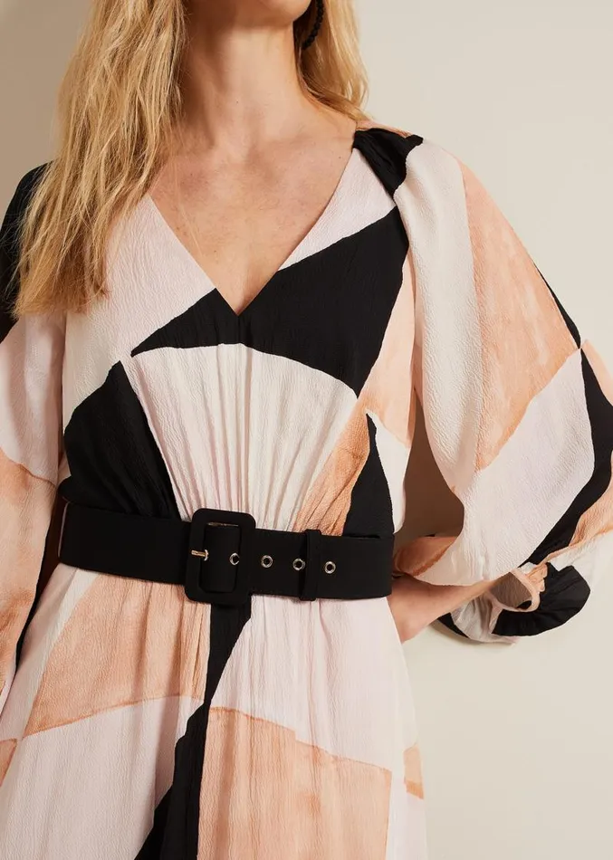 Sophia Colourblock Belted Midi Dress Multicoloured Women Phase Eight Dresses Sophia Colourblock Belted Midi Dress Multicoloured Women Phase Eight Dresses