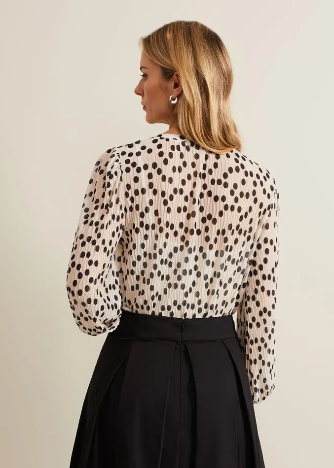 Sophia Spot Textured Mesh Top Ivory Women Phase Eight Tops and TShirts