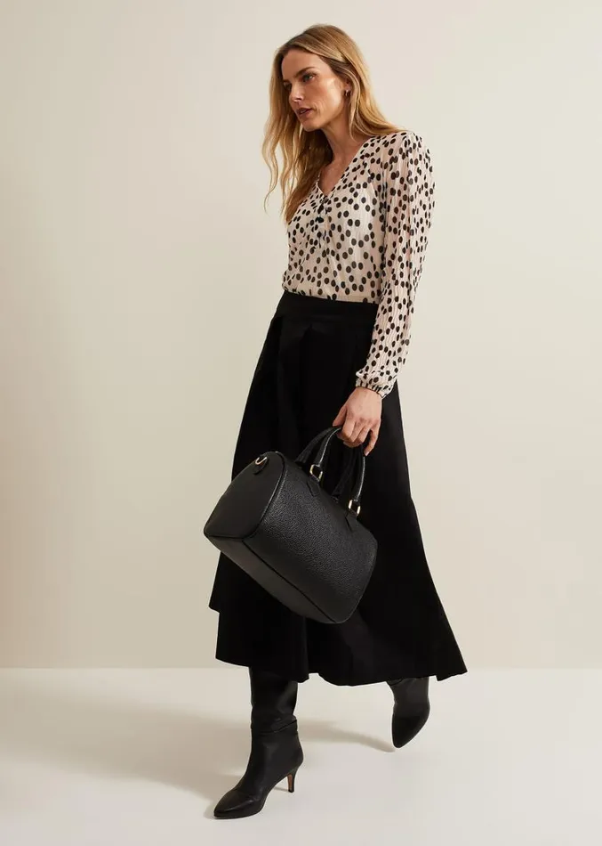 Sophia Spot Textured Mesh Top Ivory Women Phase Eight Tops and TShirts