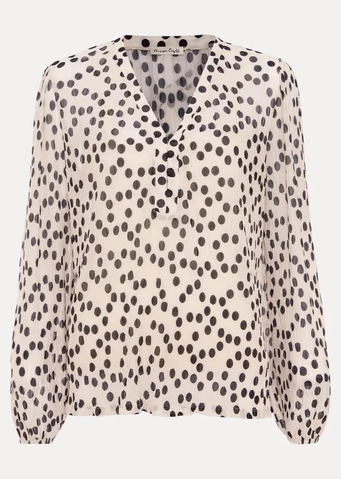 Sophia Spot Textured Mesh Top Ivory Women Phase Eight Tops and TShirts