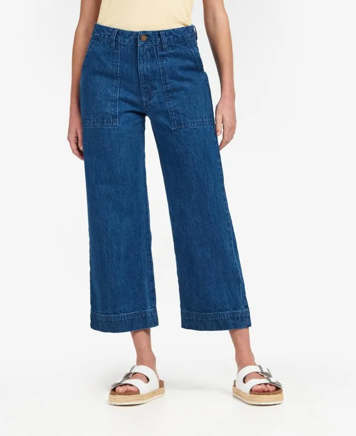 Southport Cropped Jeans Ecru Women Barbour Trousers and Shorts