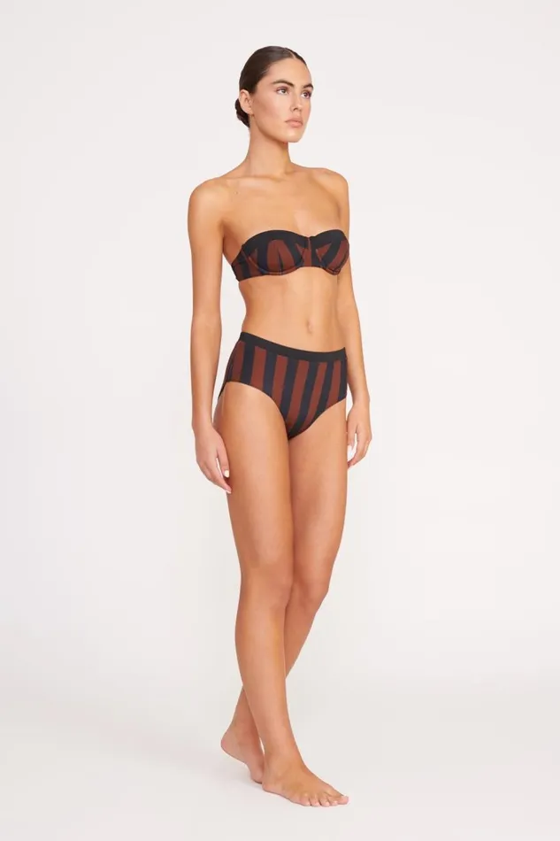STAUD Bikinis Women STAUD JO BALCONETTE BIKINI TOP BLACK TAN SEASHORE STRIPE STAUD Bikinis Women STAUD JO BALCONETTE BIKINI TOP BLACK TAN SEASHORE STRIPE