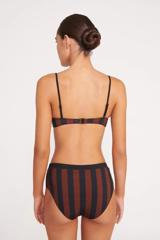 STAUD Bikinis Women STAUD JO BALCONETTE BIKINI TOP BLACK TAN SEASHORE STRIPE STAUD Bikinis Women STAUD JO BALCONETTE BIKINI TOP BLACK TAN SEASHORE STRIPE